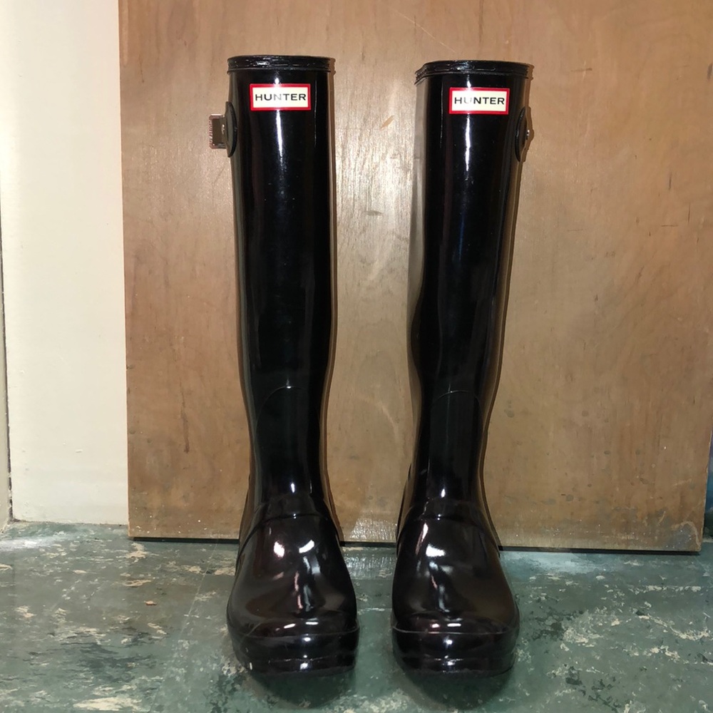 Tall Glossy Hunter Boots (great condition)